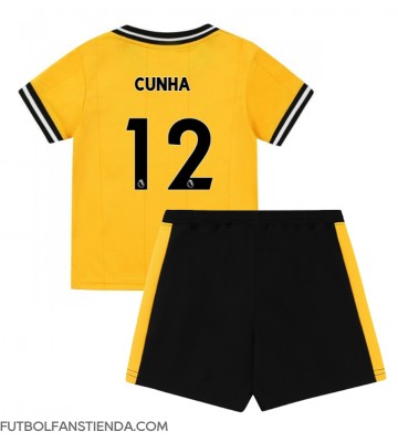 Wolves Matheus Cunha #12 Primera Equipación Niños 2023-24 Manga Corta (+ Pantalones cortos)